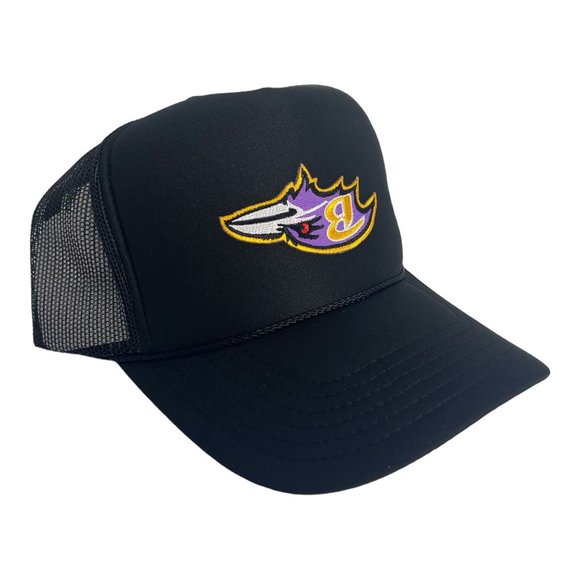 NEW VINTAGE STYLE BALTIMORE RAVENS UPSIDE DOWN BLACK TRUCKER HAT CAP TRENDY - Picture 1 of 3